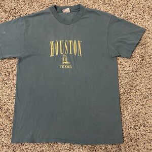 Vintage 90s Houston Graphic Men's T-Shirt - Green